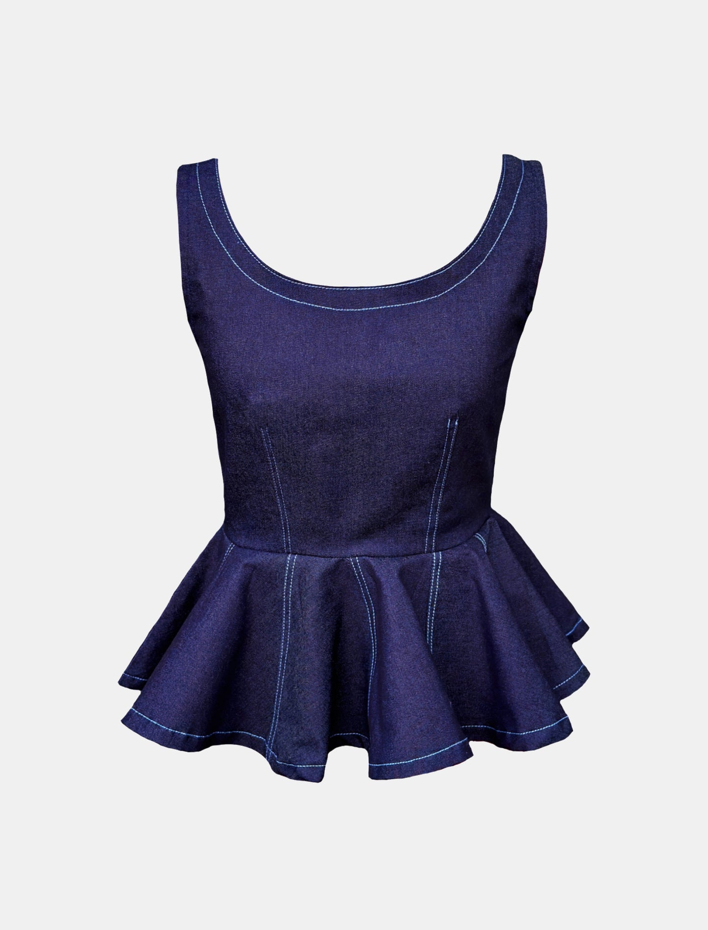 DENIM PEPLUM TOP - Asi Masili