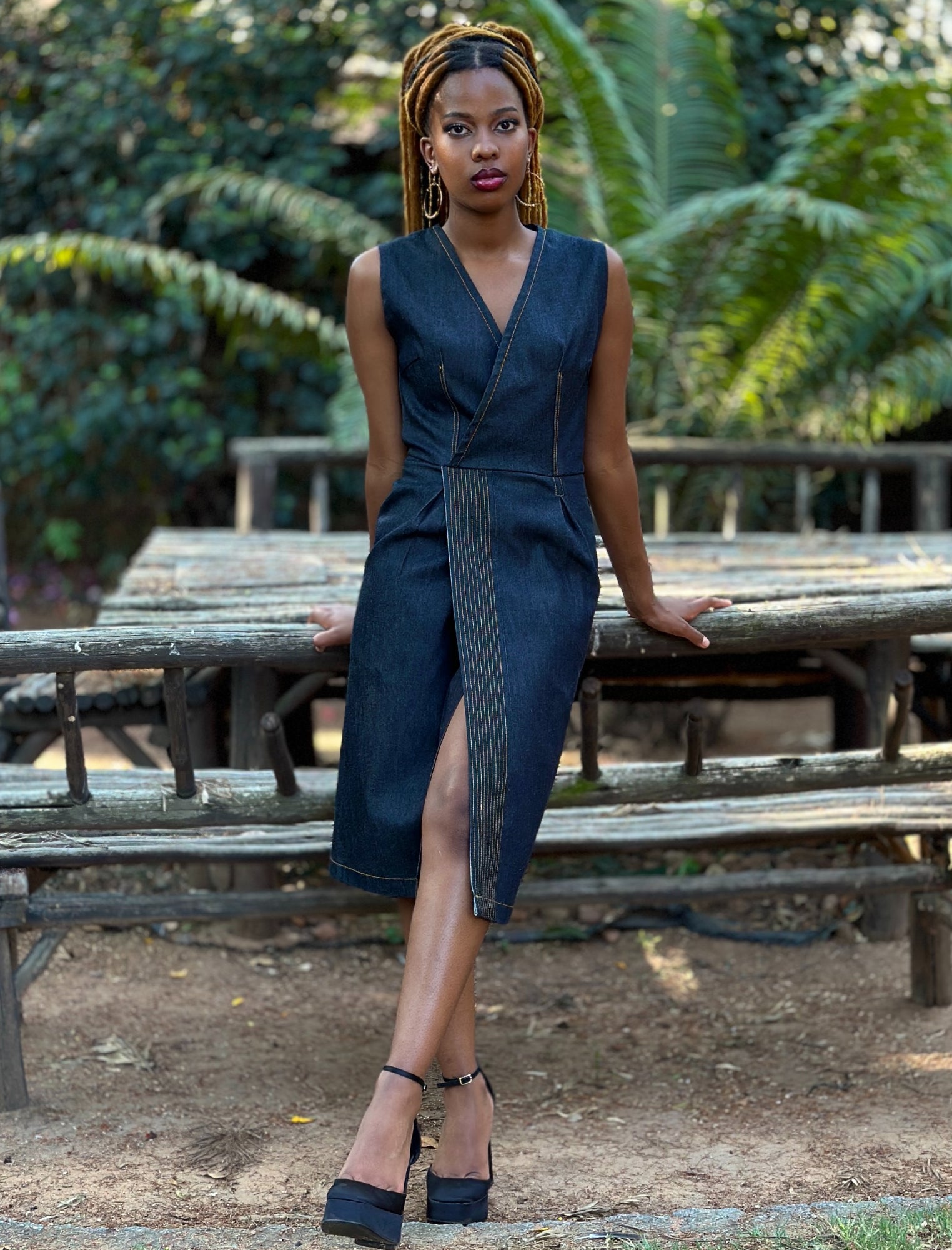 Denim wrap dress on sale