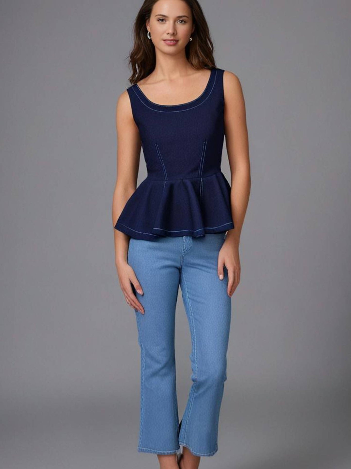 DENIM PEPLUM TOP