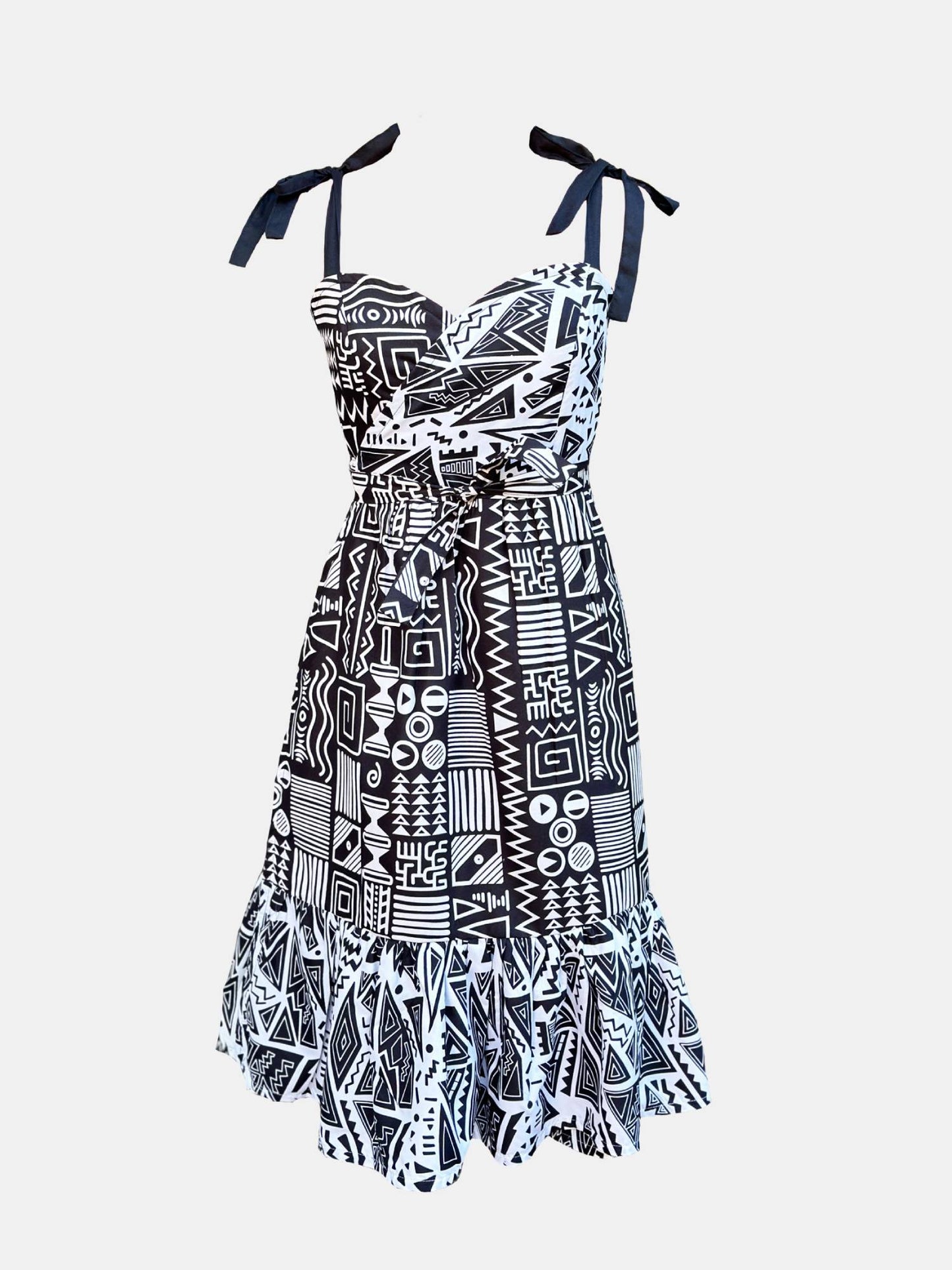 Monochrome Wrap Dress - Asi Masili
