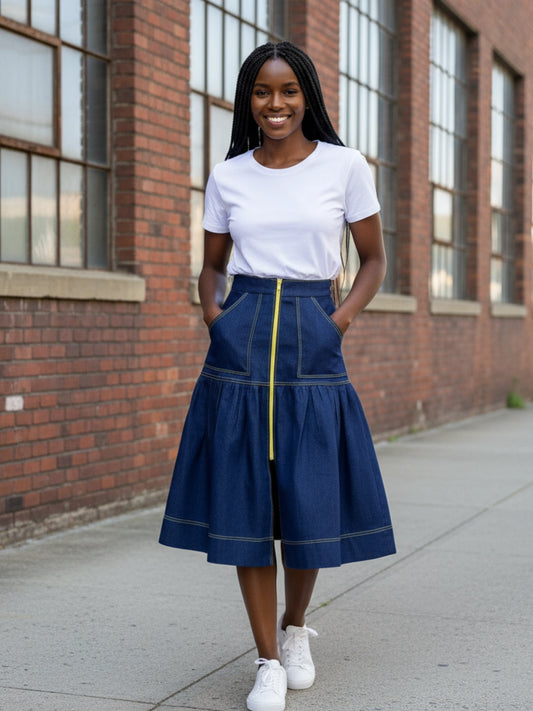 Flared Denim Skirt