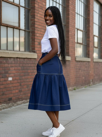 Flared Denim Skirt