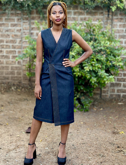 Denim Wrap Style Dress