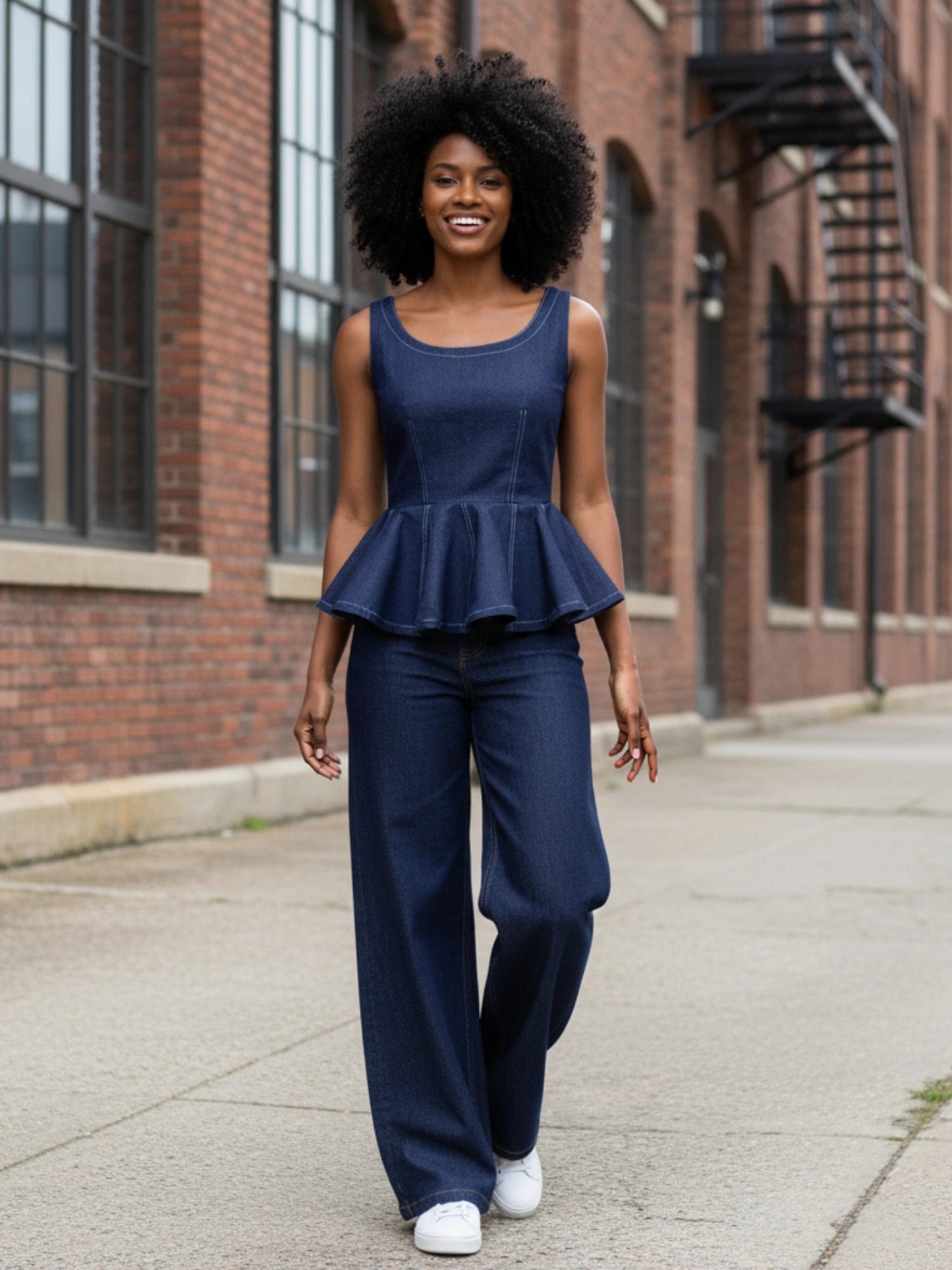 DENIM PEPLUM TOP - Asi Masili