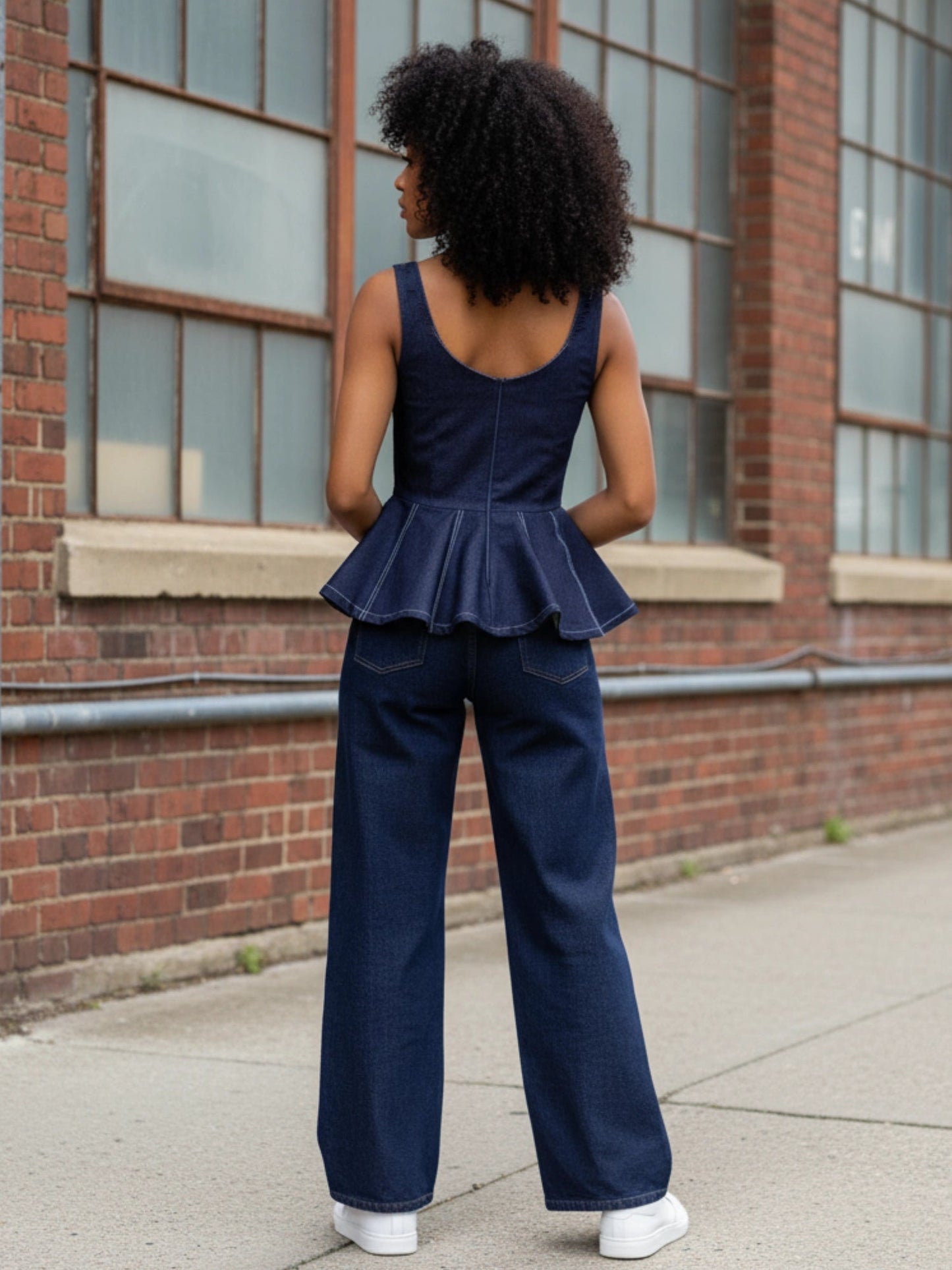 DENIM PEPLUM TOP - Asi Masili