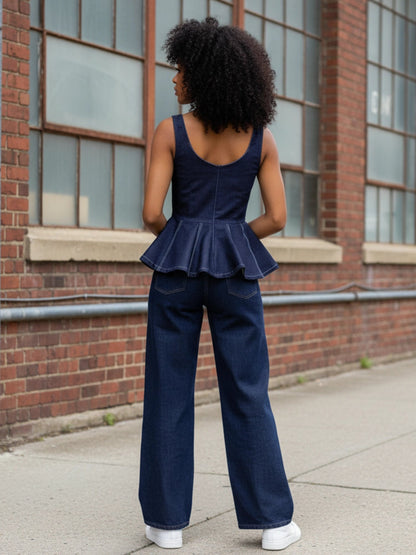 DENIM PEPLUM TOP - Asi Masili