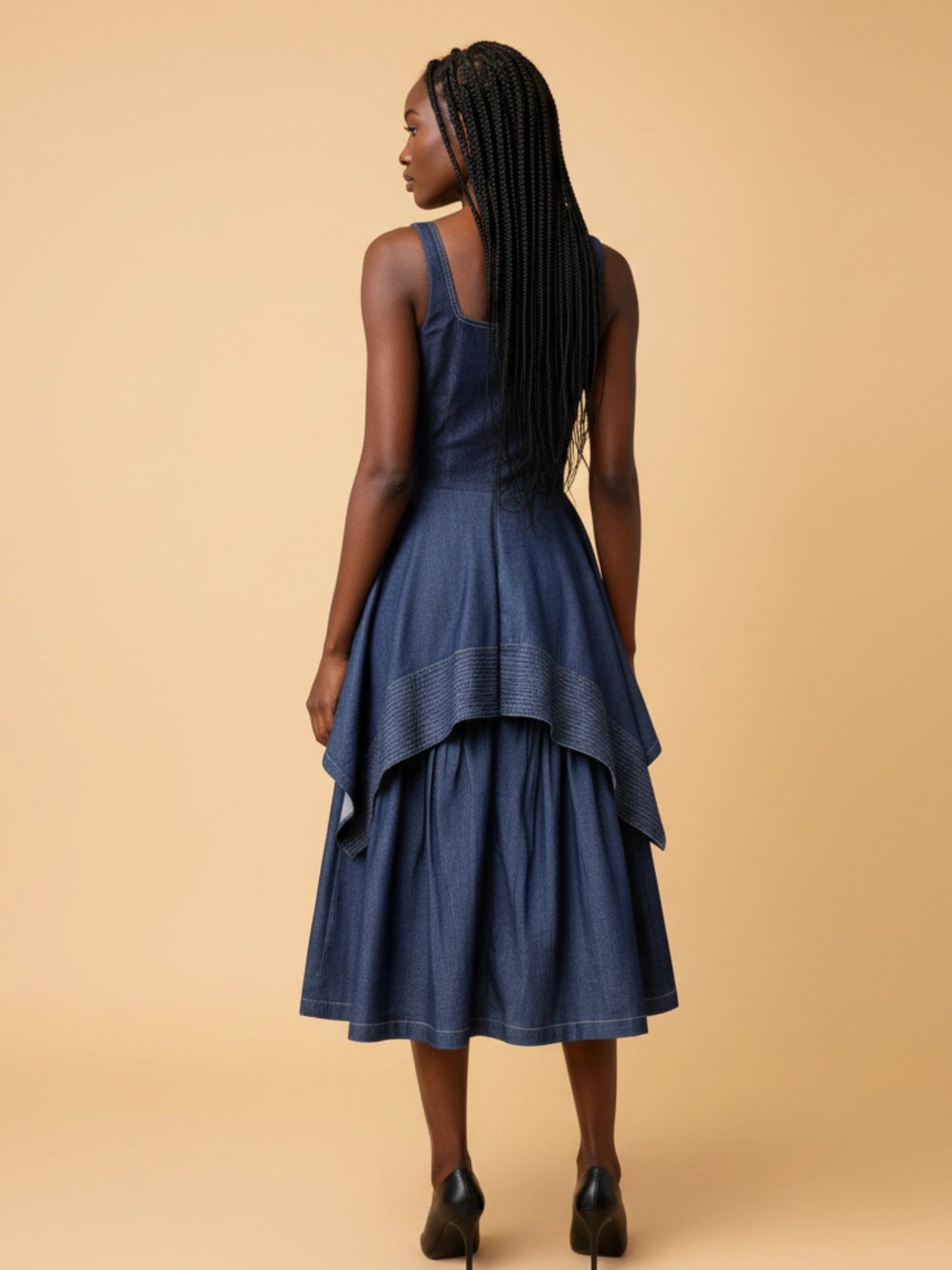 Denim Square Neck Dress - Asi Masili