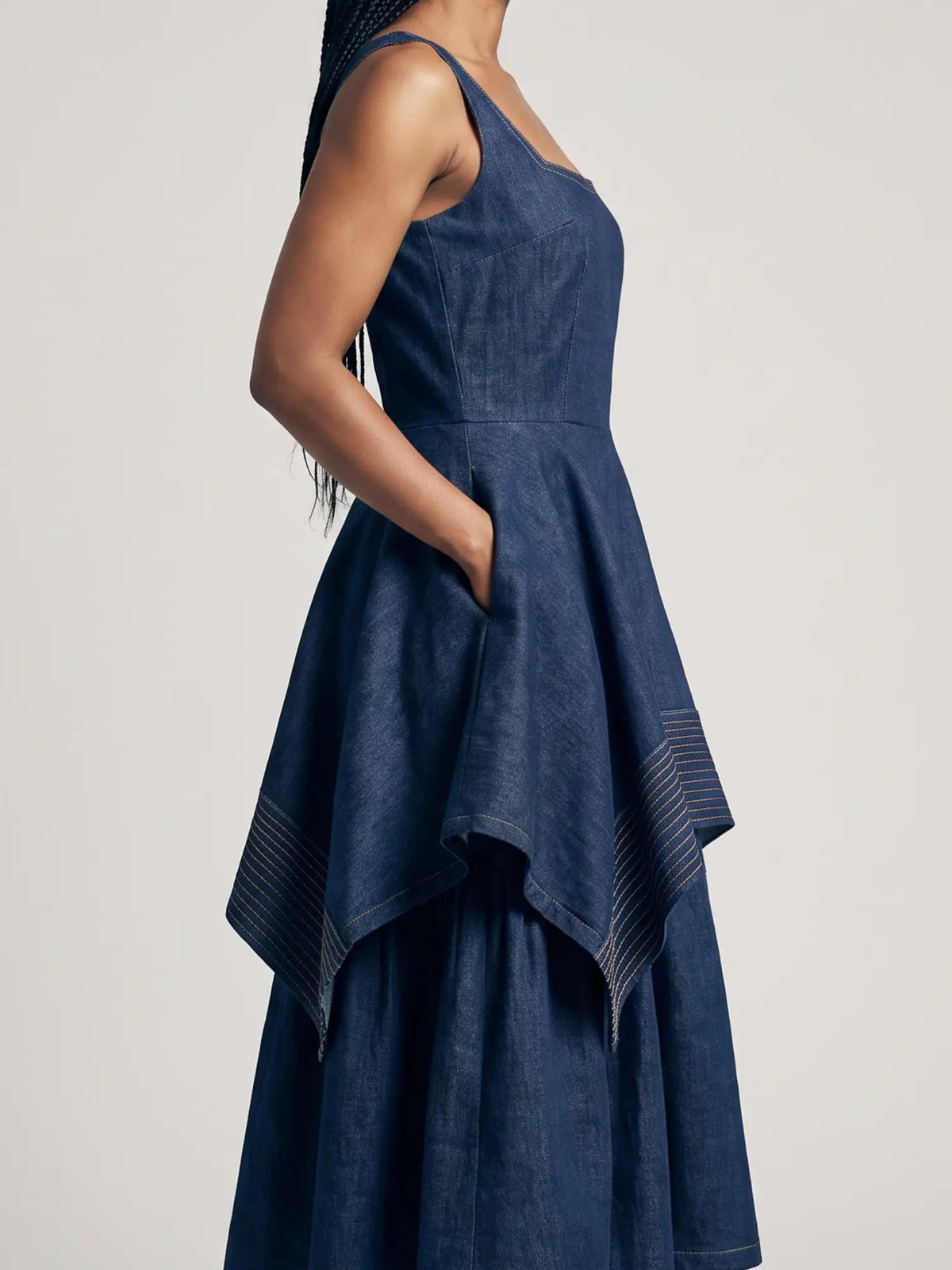 Denim Square Neck Dress - Asi Masili