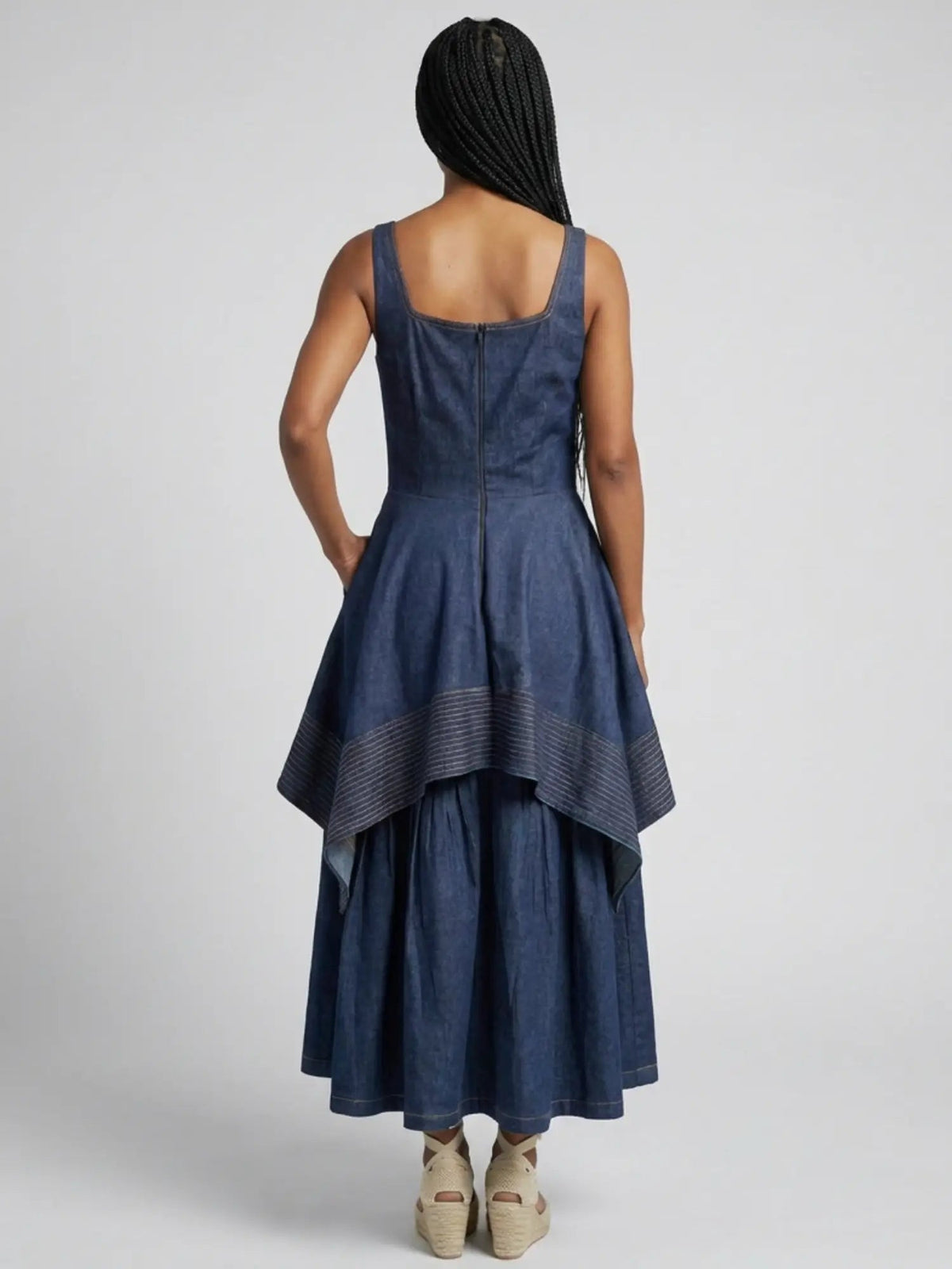 Denim Square Neck Dress - Asi Masili