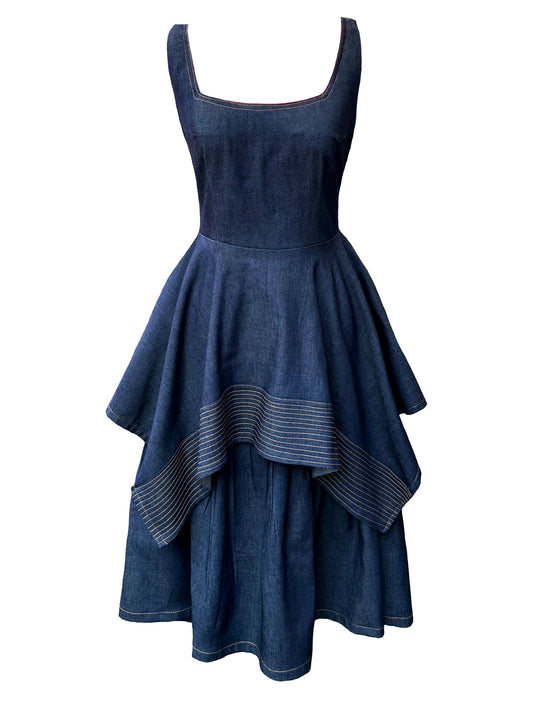 Denim Square Neck Dress