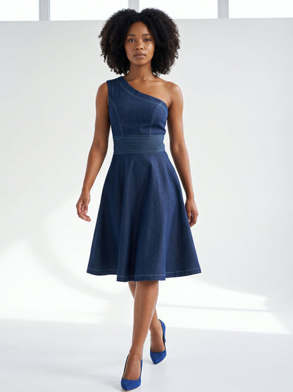 Flared Denim Dress - Asi Masili