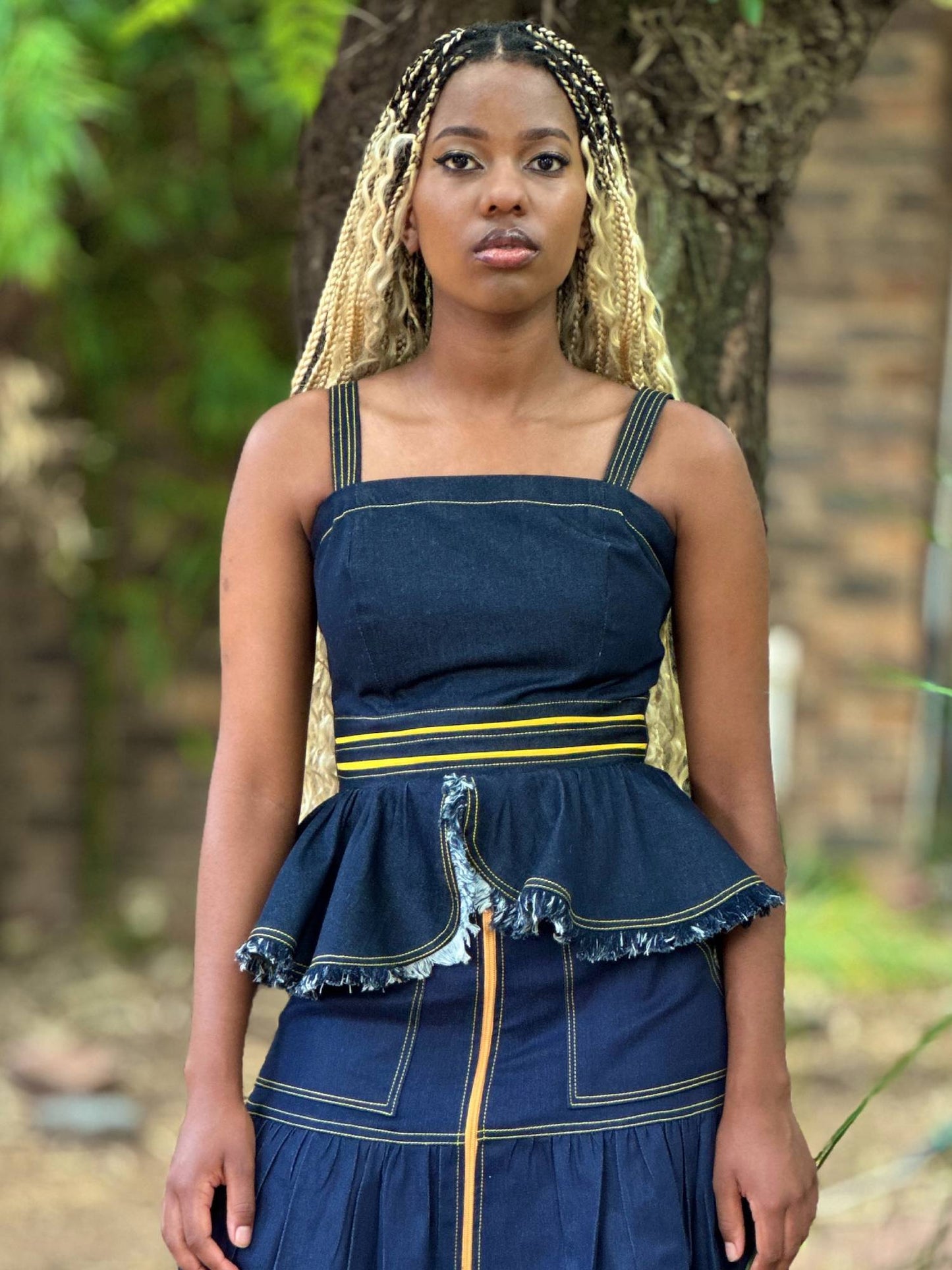 Frayed Denim Peplum - Asi Masili