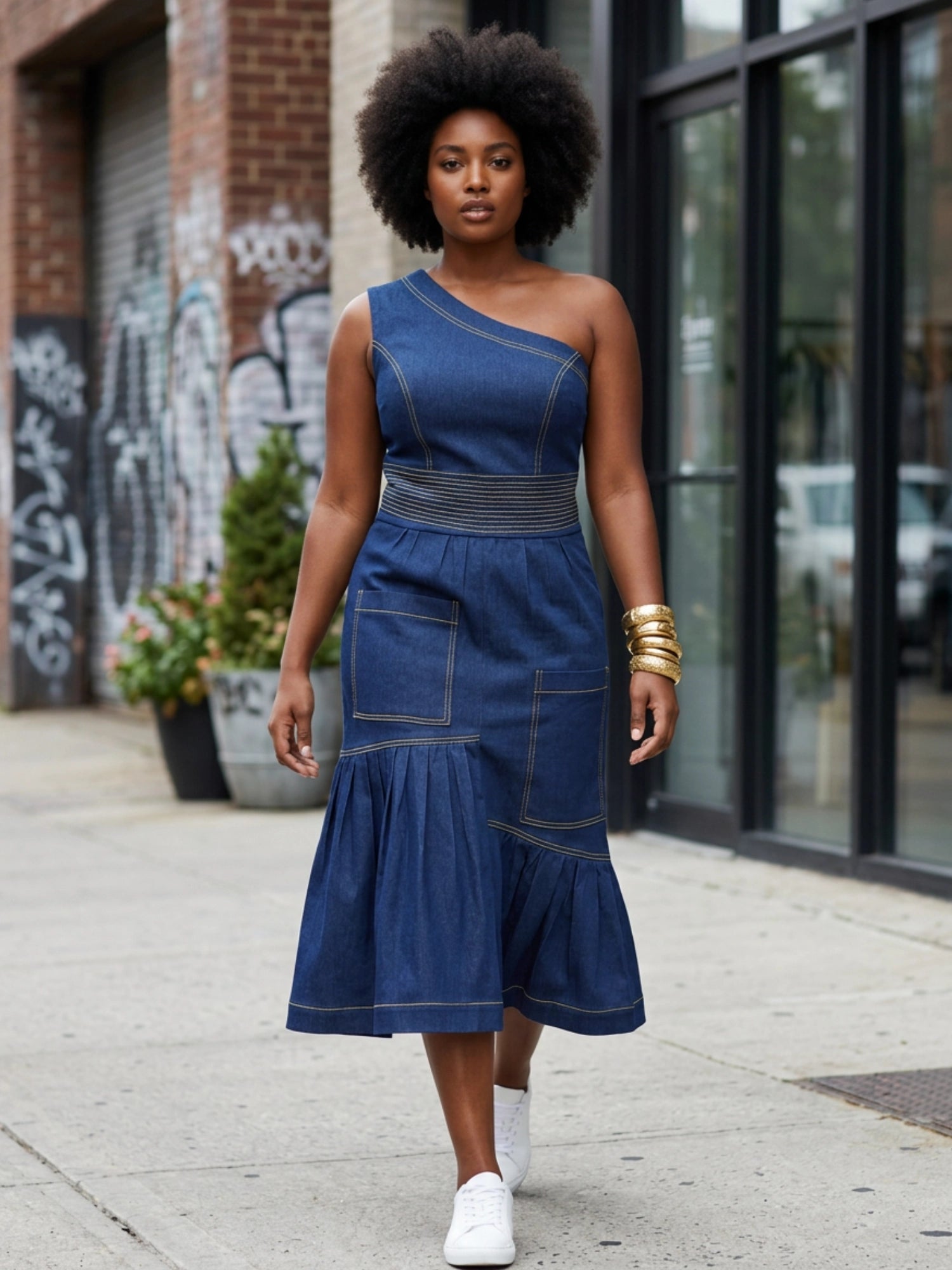 Nandi Asymmetrical Denim Dress - Asi Masili