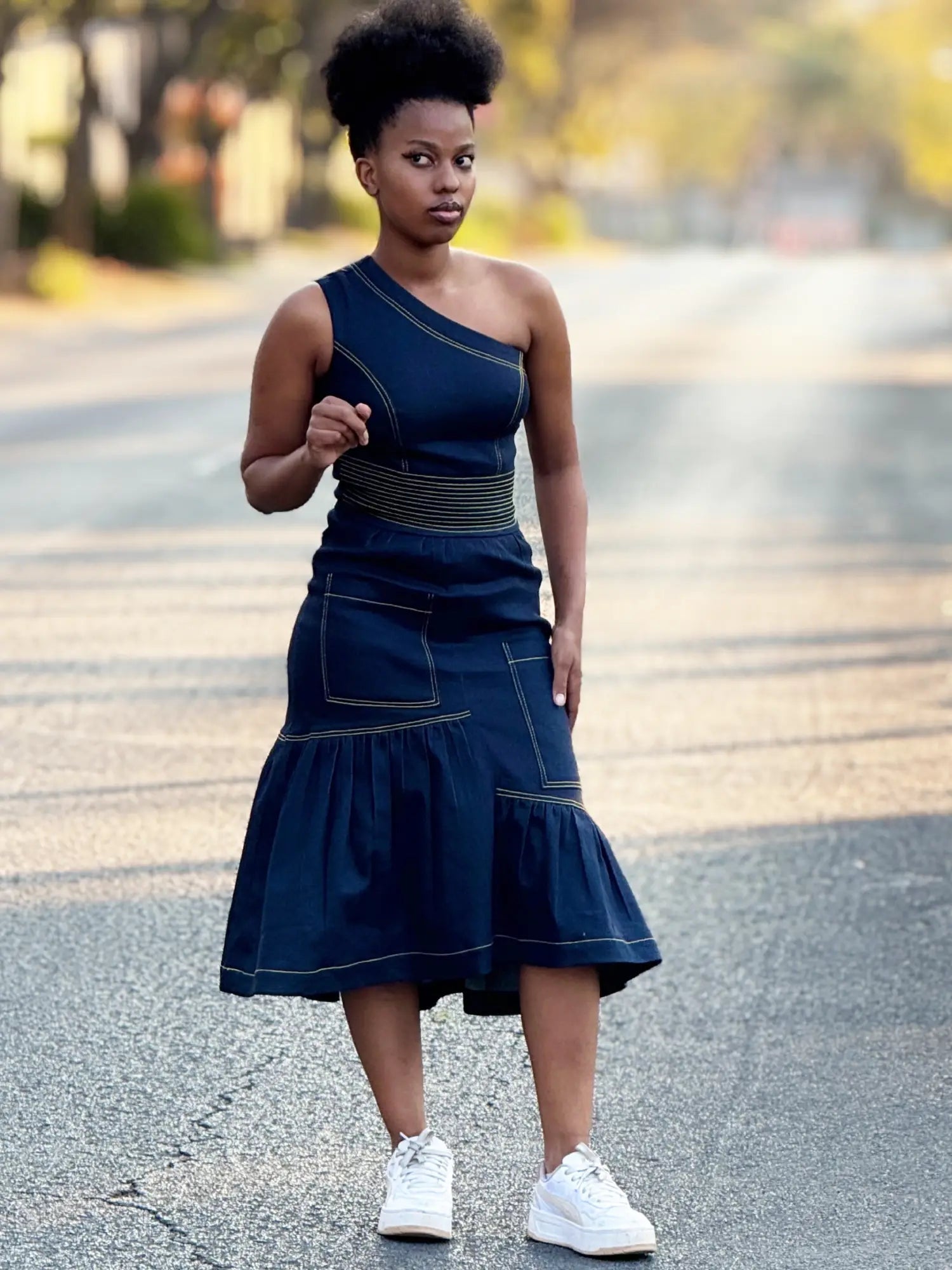Nandi Asymmetrical Denim Dress - Asi Masili