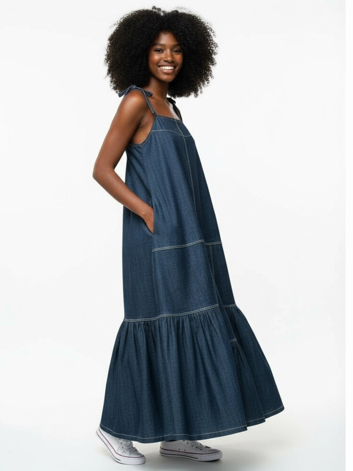 Asi Masili Designs | Trapeze Denim Dress